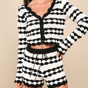 Crochet Black and White Knit Lounge Set